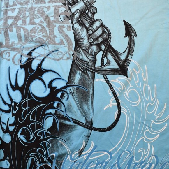 True Love False Idols Mens TLFI Last Rites Sky Blue Shirt New 2XL - Picture 4 of 5